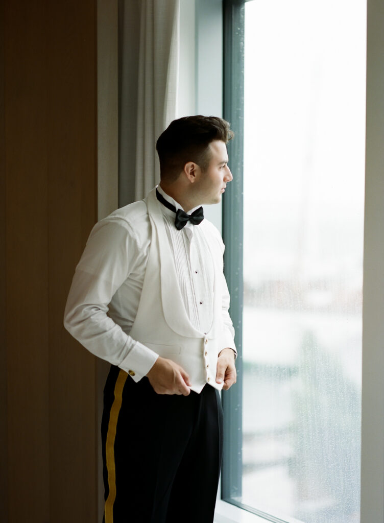 Halifax Wedding Photographer, Jacqueline Anne Photography, uses film to capture groom details at The Muir Hotel Halifax.